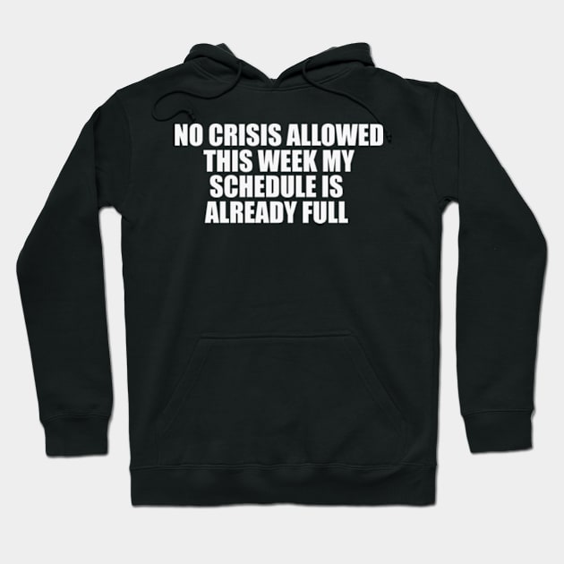 Funny Work Shirt, No Crisis Allowed This Week, sarcastic work Shirt, Shirt for coworker, work friend gift Hoodie by Y2KERA